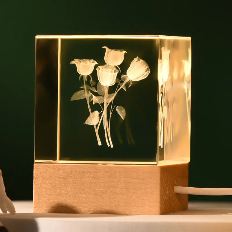 Illuminated Galaxy Crystal Cube