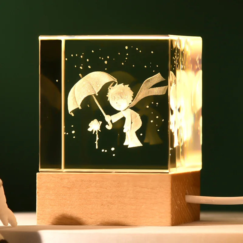 Illuminated Galaxy Crystal Cube