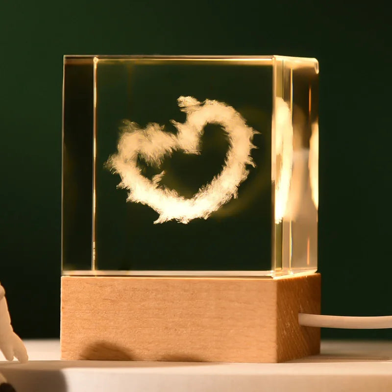 Illuminated Galaxy Crystal Cube