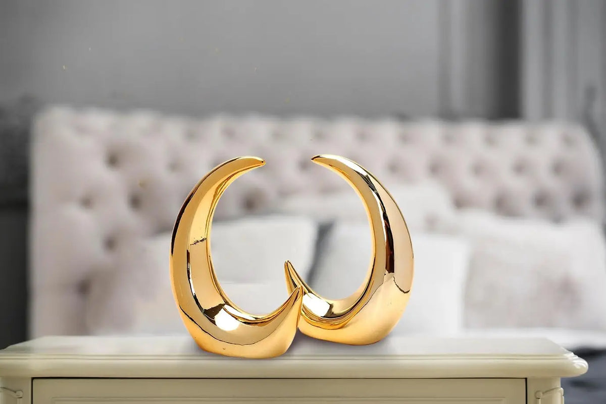 Golden Moon Sculpture Pair