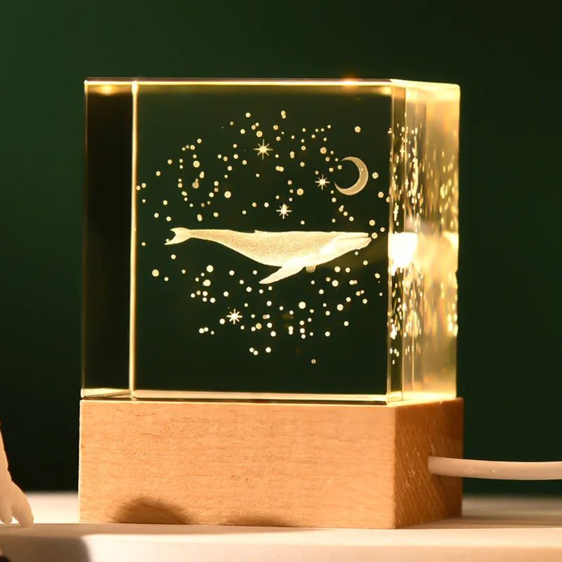 Illuminated Galaxy Crystal Cube