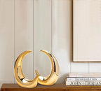 Golden Moon Sculpture Pair