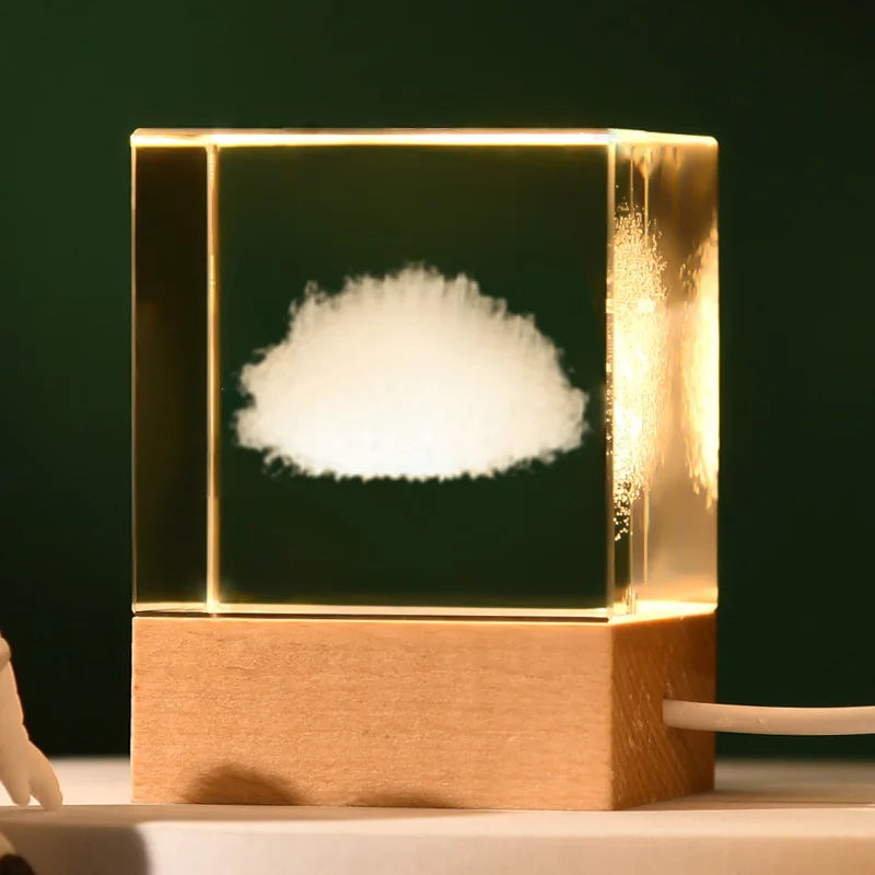 Illuminated Galaxy Crystal Cube
