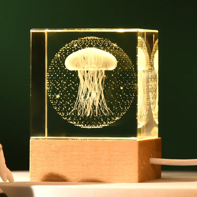 Illuminated Galaxy Crystal Cube