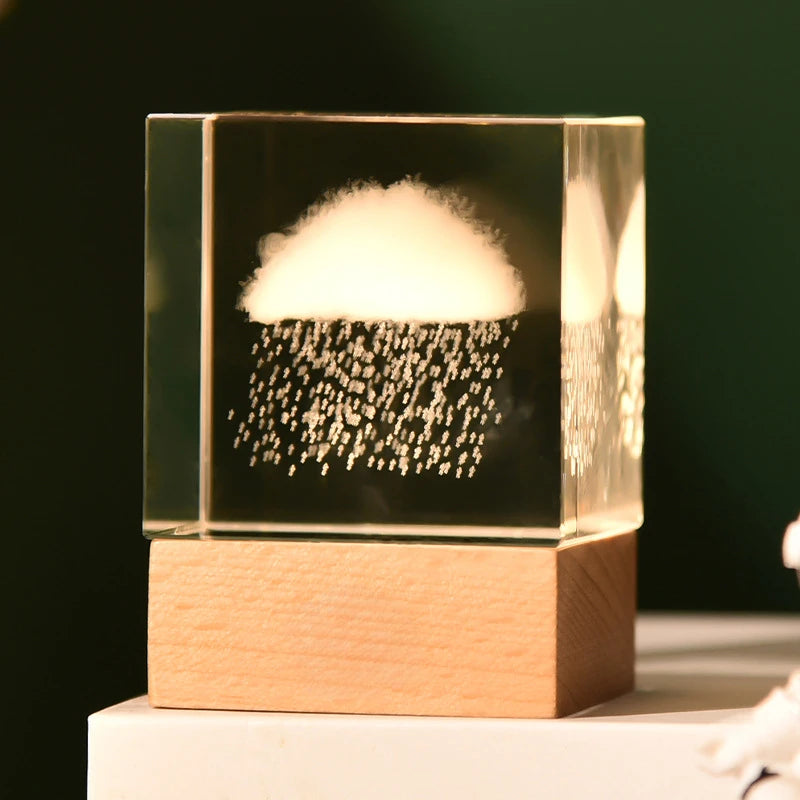Illuminated Galaxy Crystal Cube
