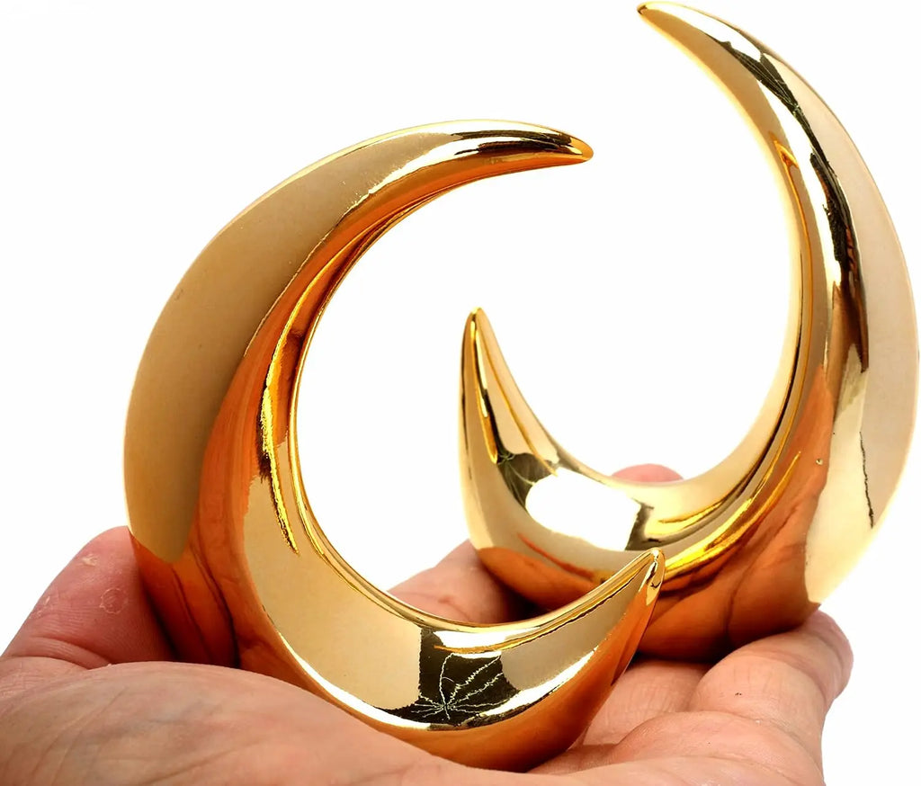 Golden Moon Sculpture Pair