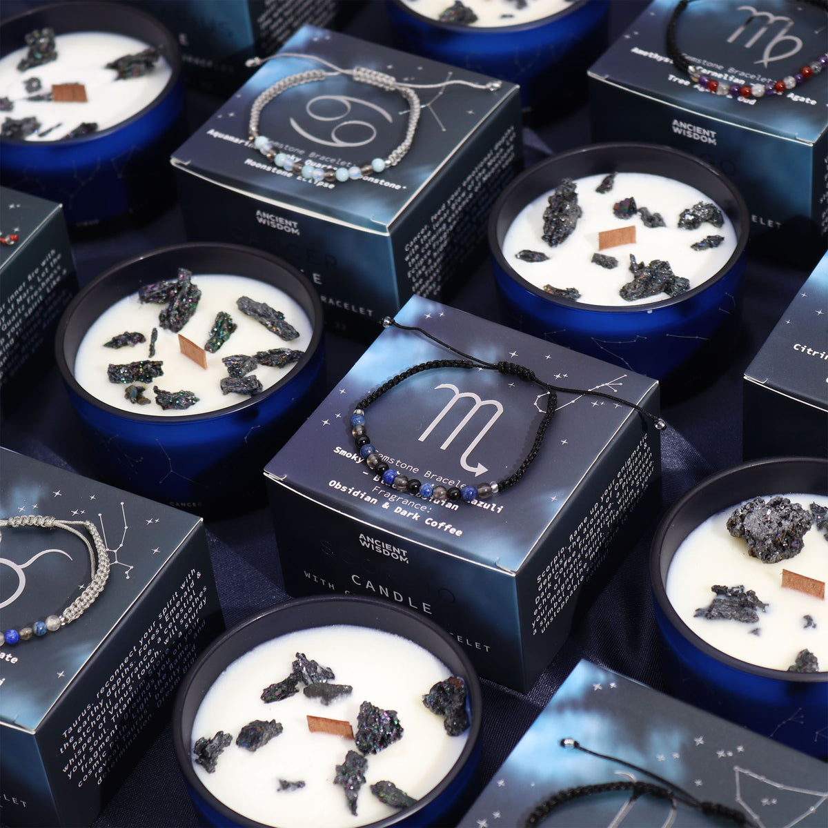 Zodiac Crystal Candle & Gemstone Bracelet — Leo