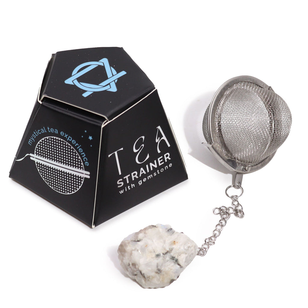 Celestial Gemstone Tea Strainer — Rainbow Moonstone
