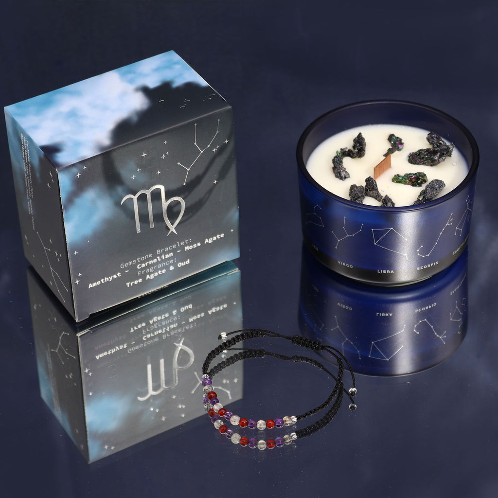 Zodiac Crystal Candle & Gemstone Bracelet — Virgo