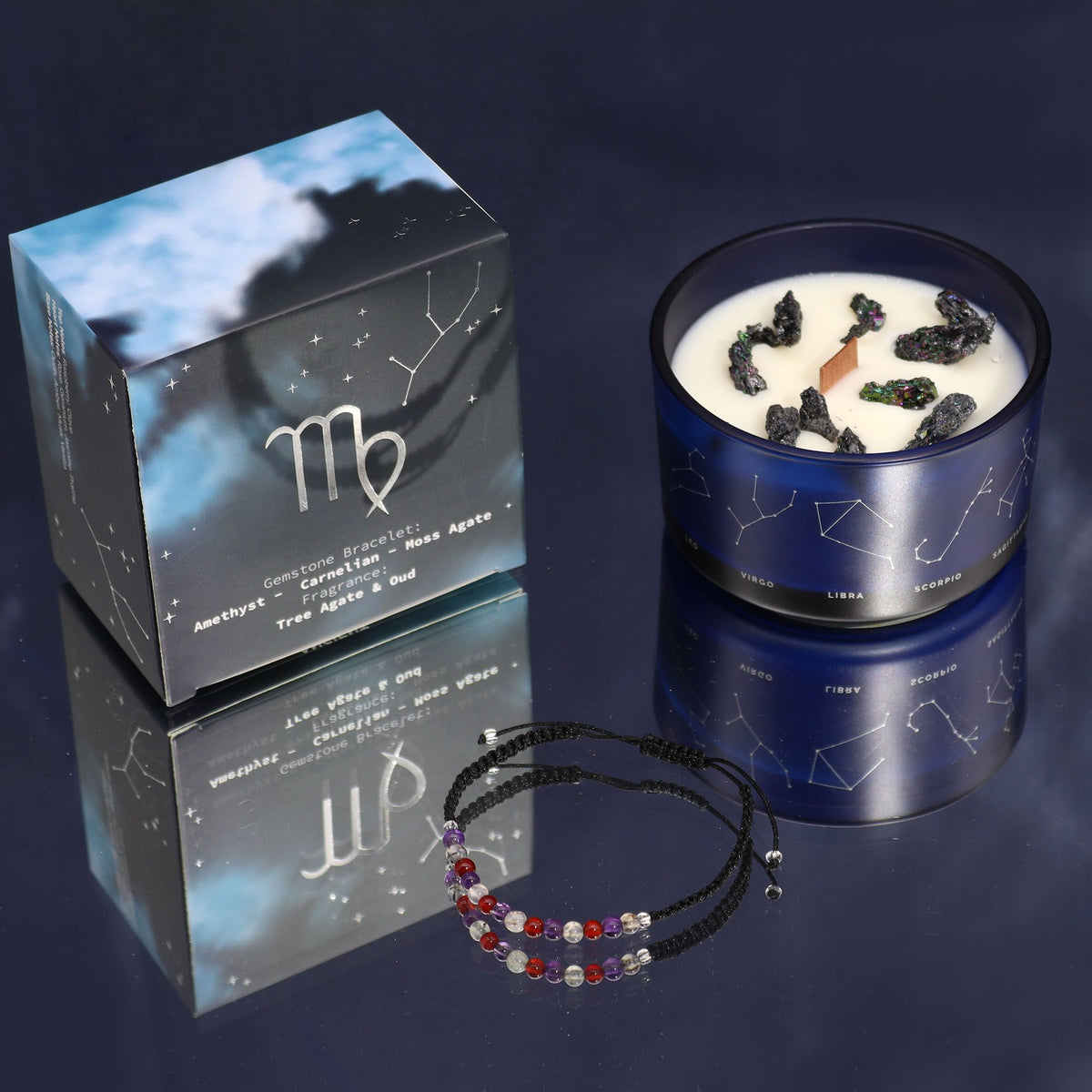 Zodiac Crystal Candle & Gemstone Bracelet — Virgo