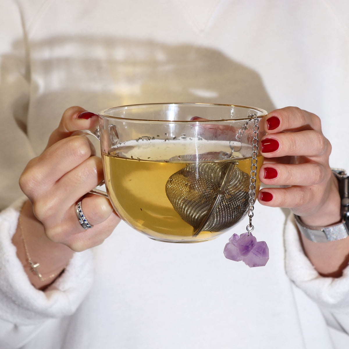 Celestial Gemstone Tea Strainer — Black Obsidian