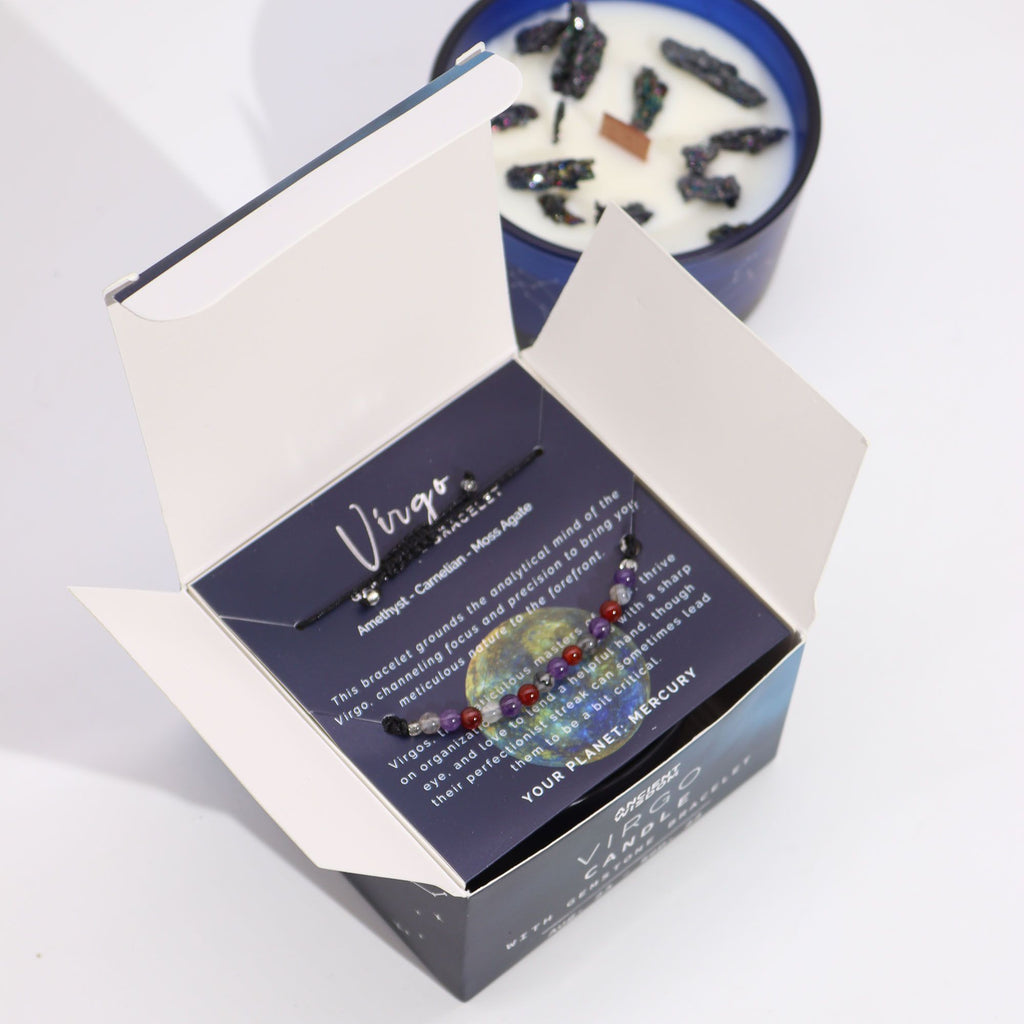 Zodiac Crystal Candle & Gemstone Bracelet — Virgo