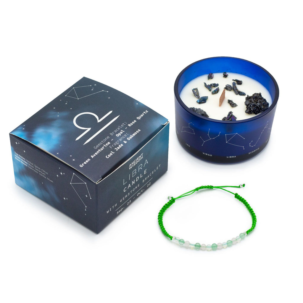 Zodiac Crystal Candle & Gemstone Bracelet — Libra
