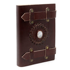 Moonstone Leather Journal with Wrap Belts — 6×4 in